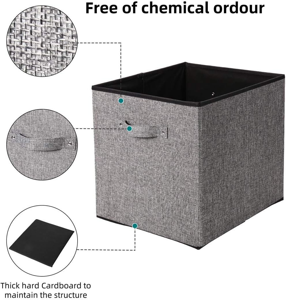 Robuy Cube Storage Bins, 13x15x13 inch Stroage Bin,4-Pack Large Storage Boxes with Handle for Organizing Shelf,Nurery,Home,Colset