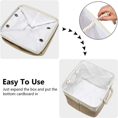 Robuy 3 Pack Storage Cube Bins Collapsible Sturdy cationic Fabric Storage Basket with Cotton Rope Handle For Organizing Shelf Nurery Home Colset 13x13x13 inch